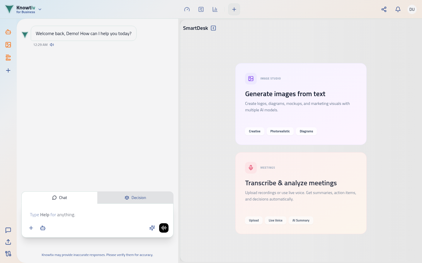 Knowtiv AI workspace